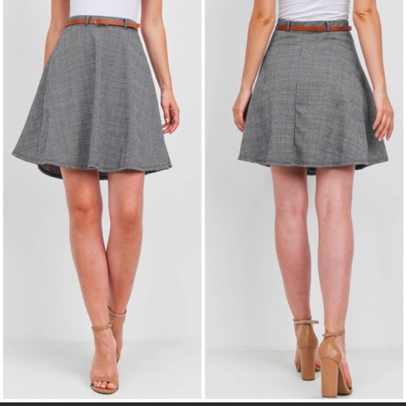 “Must Have” Belted Plaid A- Line Skirt - Picture 2 of 4